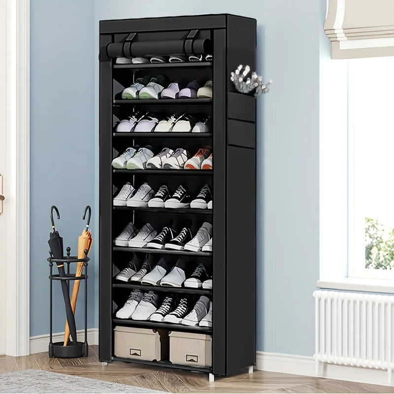 10-Layer Sturdy Shoe Rack - Holds 18-22 Pairs, Dustproof, Adjustable, Space-Saving, Bedroom/Entrance