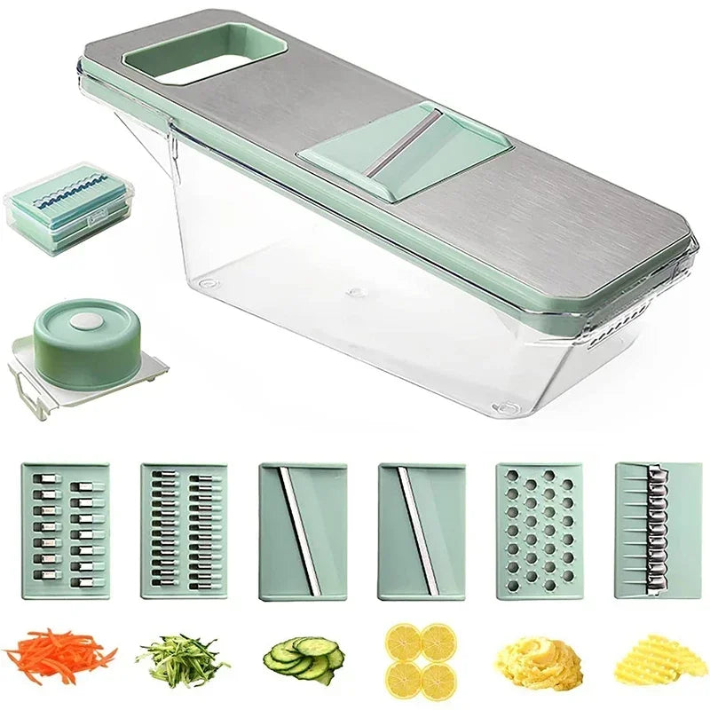 2025Popular 6 - in - 1 Veggie Slicer Mandoline: 6 Blades to Slice, Julienne & Shred Vegetables with Ease