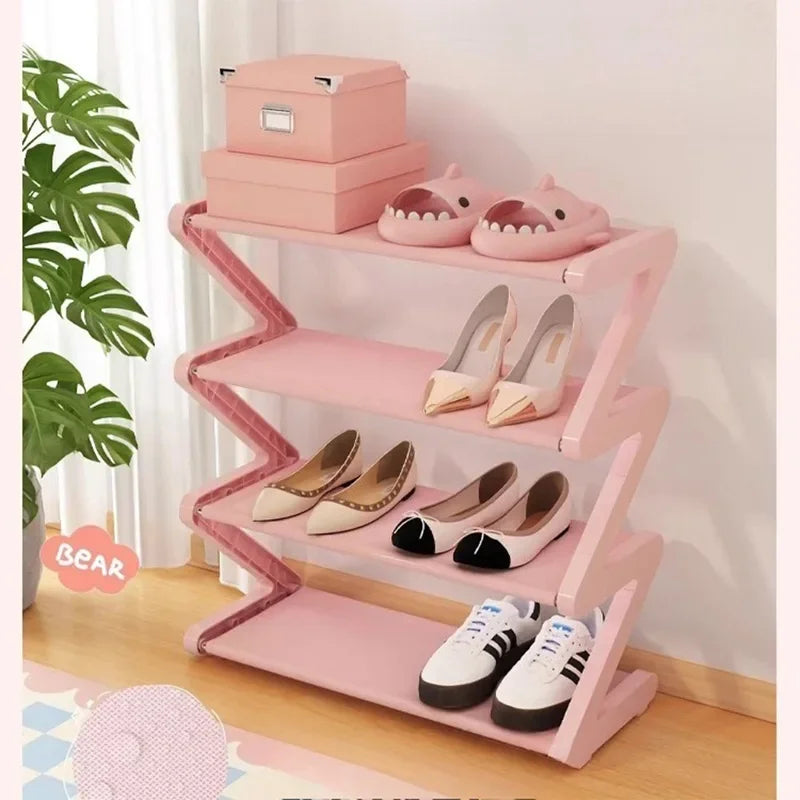 Simple Household Shoe Storage Creative Z-shaped Shoe Rack Multi-layer Assembly Shoe Rack For Dormitories Shoe Organizer Shelf